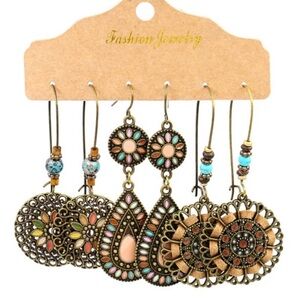 Boho Vintage Style Dangle Earrings Set